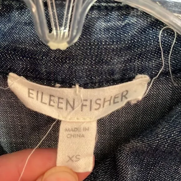 Eileen Fisher Denim Long Sleeve Button Down Shirt - Picture 4 of 8